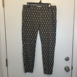 H&M Super Stretch Pants womens 12 Geometric‎ print side zipper belt loops